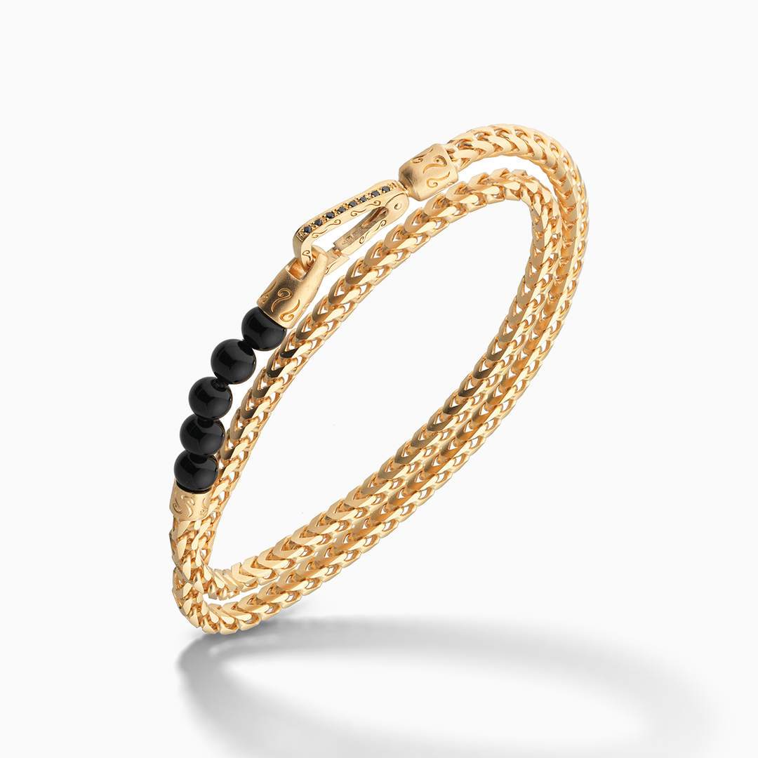 Bracciale a doppia catena in onice con perline in vermeil 18K ULYSSES