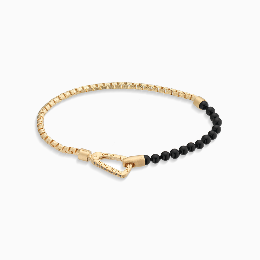 ULYSSES 18 Karat Vermeil Mini-Perlen-Onyx-Einzelkettenarmband