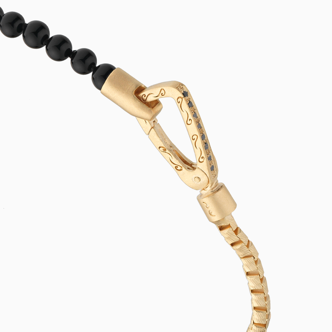 ULYSSES 18K Vermeil Mini Beaded Onyx Single Chain Bracelet with Mini Onyx Beads-Top View