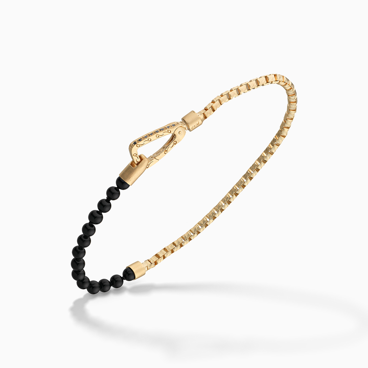 ULYSSES 18K Vermeil Mini Beaded Onyx Single Chain Bracelet with Mini Onyx Beads-Standard View