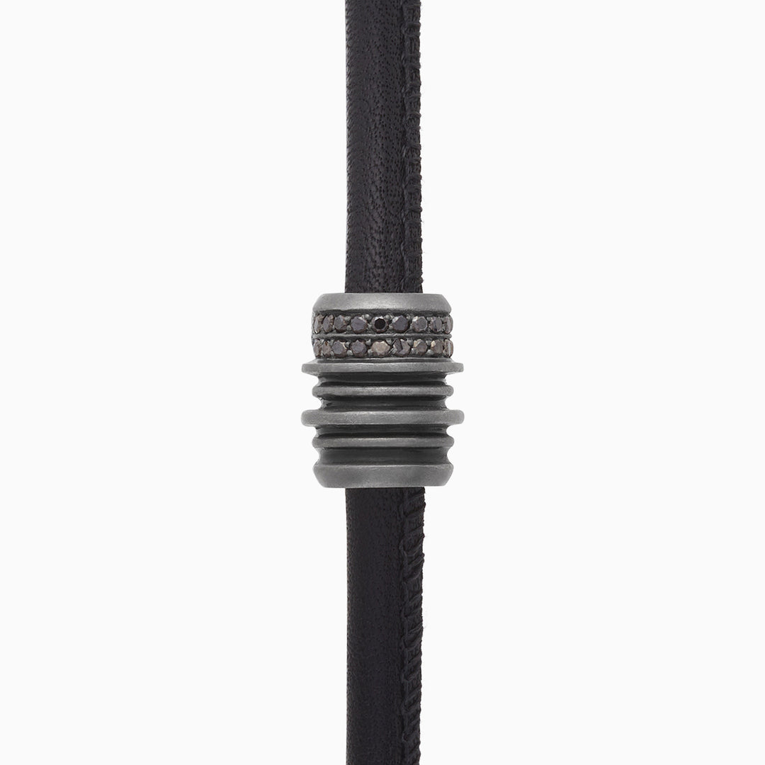 ACIES Triple Black Matte Roller Bracelet with Black Diamonds and Black Enamel