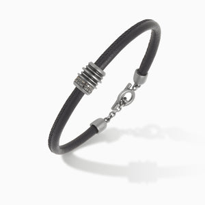 ACIES Triple Black Matte Roller Bracelet with Black Diamonds and Black Enamel