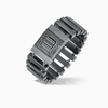 Gladiator oxidized silver bracelet adorned with striking black diamonds - Marco Dal Maso