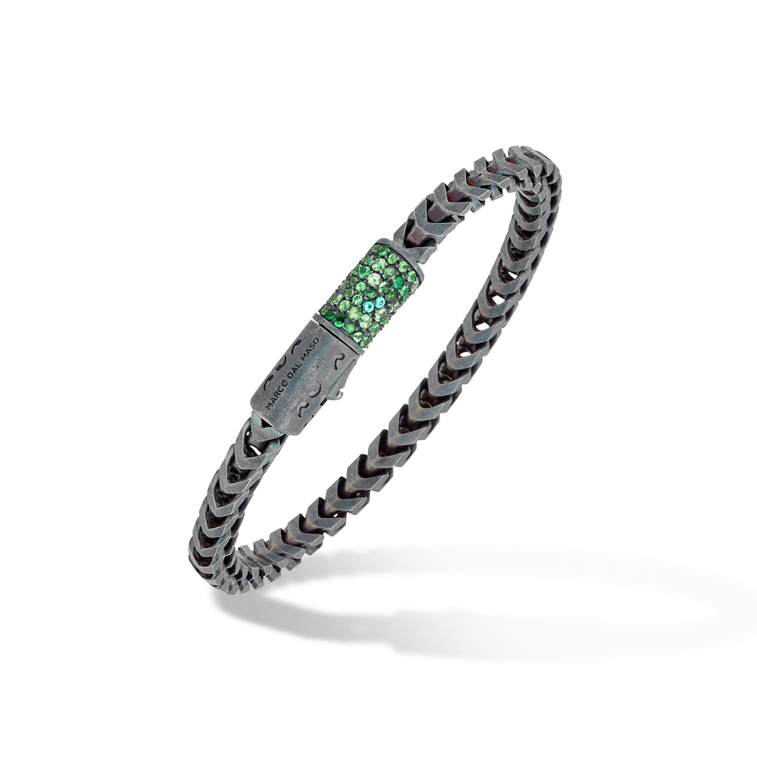 ULYSSES 10mm Single Wrap Bracelet With Green Sapphire Pavé