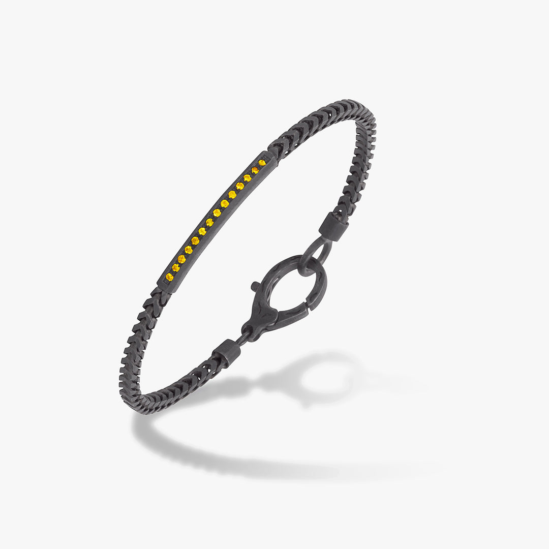 Marco Dal Maso Ulysses Id Bracelet Yellow Sapphires Oxidized Silver-Standard View