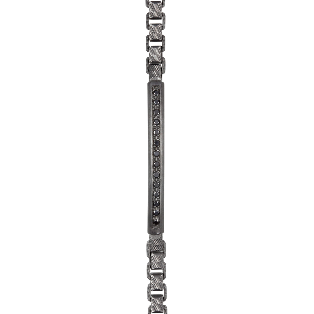 Ulysses ID Bracelet With Black Diamonds