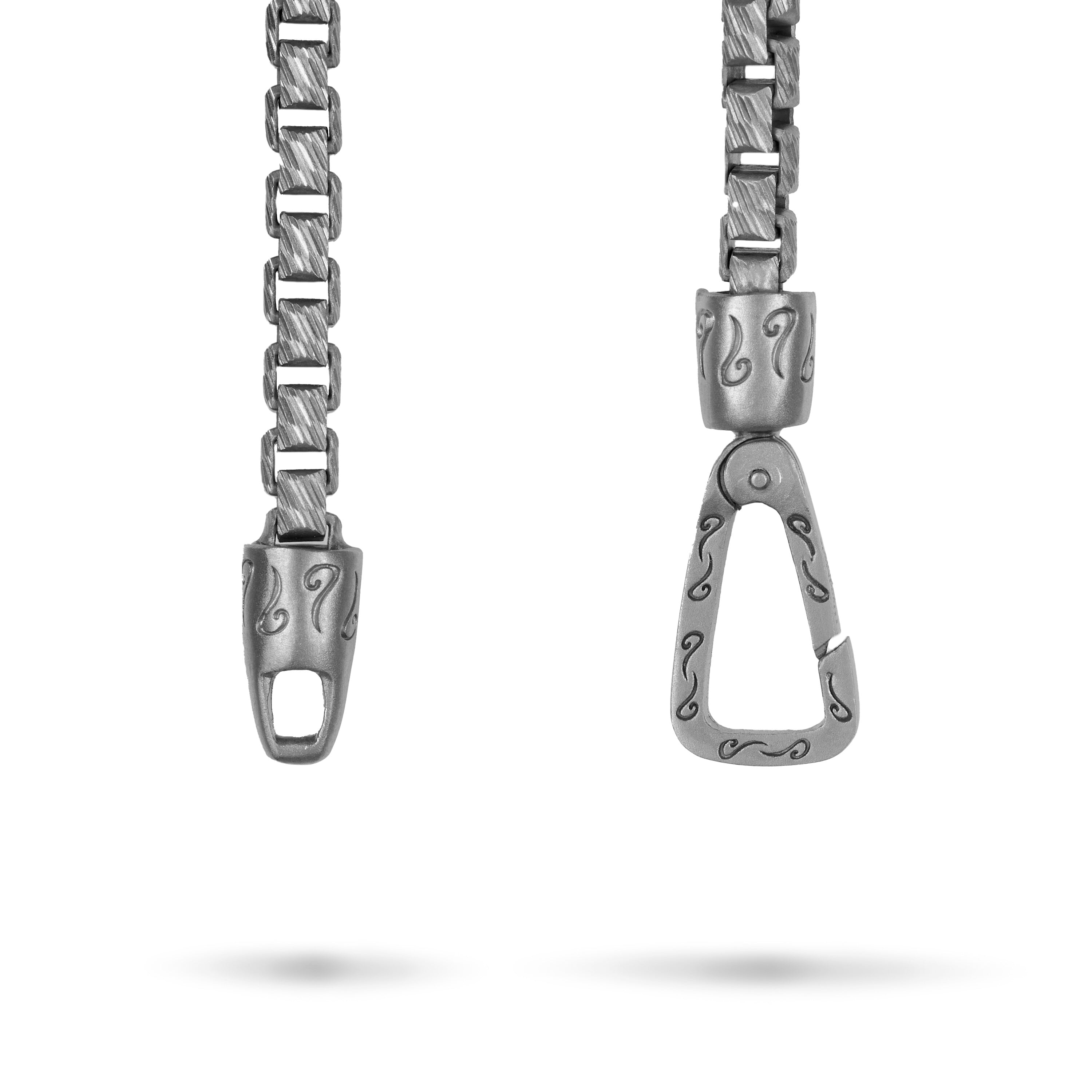 Ulysses Carved Tubular ID Bracelet with Black Diamonds