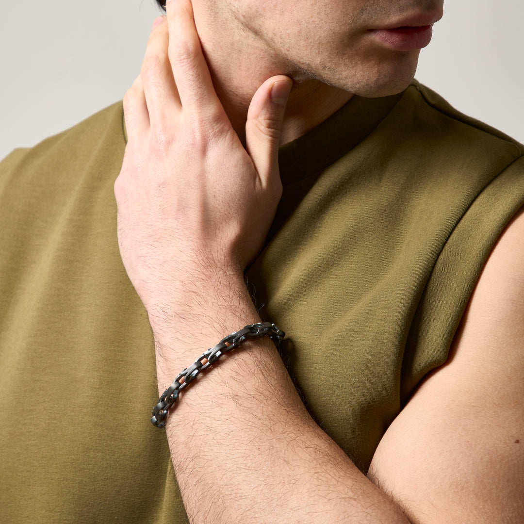 ULYSSES Crown Bracelet in Oxidized Silver-Lifestyle View