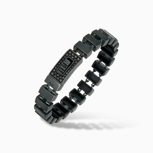 GLADIATOR Slim Bracelet, Oxidized Silver, Black Diamonds