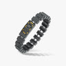 GLADIATOR Slim Bracelet, Oxidized Silver, Black Diamonds, Yellow Sapphires