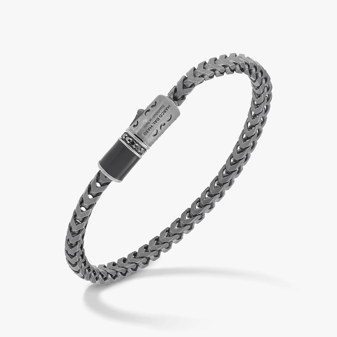 ULYSSES 10mm Single Wrap Bracelet Black Diamonds Pave and Black Enamel