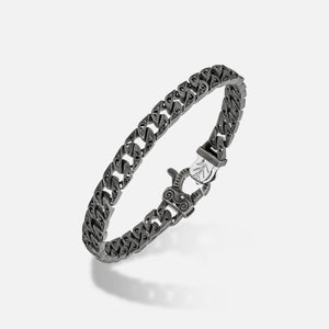 Front of Molten Loop Bracelet in Polished Silver, Oxidized Silver, Black Diamond - Top