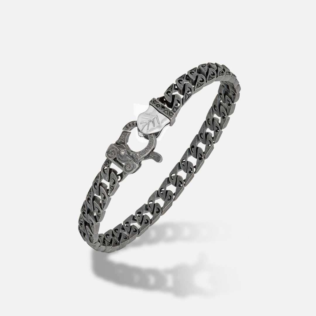 Front of Molten Loop Bracelet in Polished Silver, Oxidized Silver, Black Diamond - Back