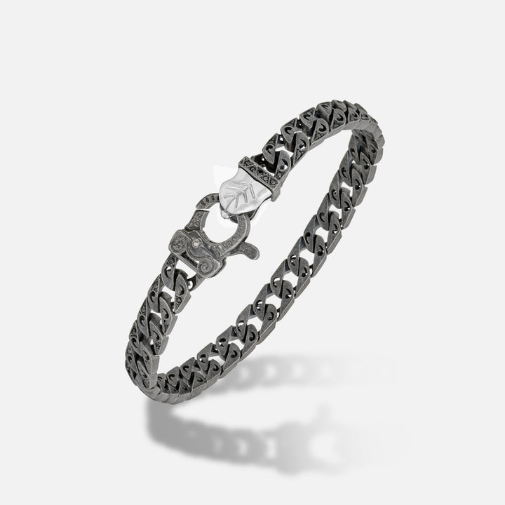 Front of Molten Loop Bracelet in Polished Silver, Oxidized Silver, Black Diamond - Back