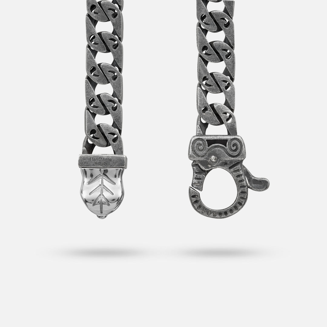 Detail of Molten Loop Bracelet in Polished Silver, Oxidized Silver, Black Diamond - Front