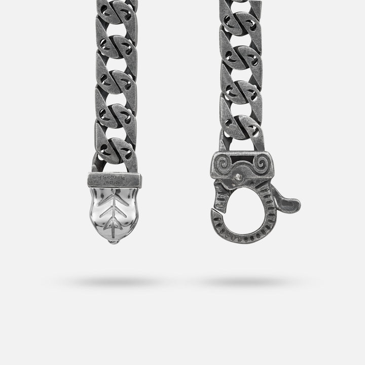 Detail of Molten Loop Bracelet in Polished Silver, Oxidized Silver, Black Diamond - Front