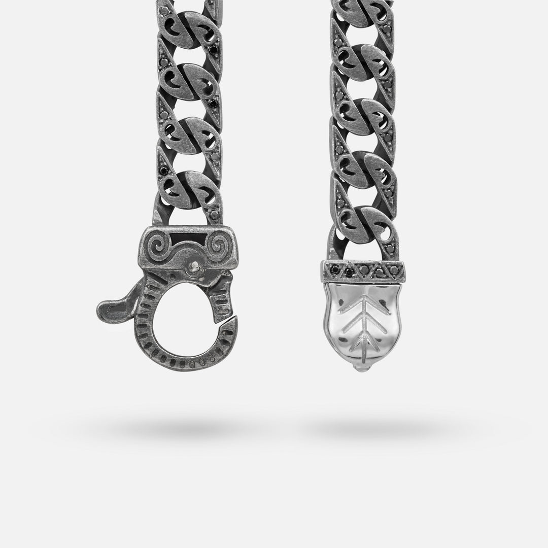Detail of Molten Loop Bracelet in Polished Silver, Oxidized Silver, Black Diamond - Back