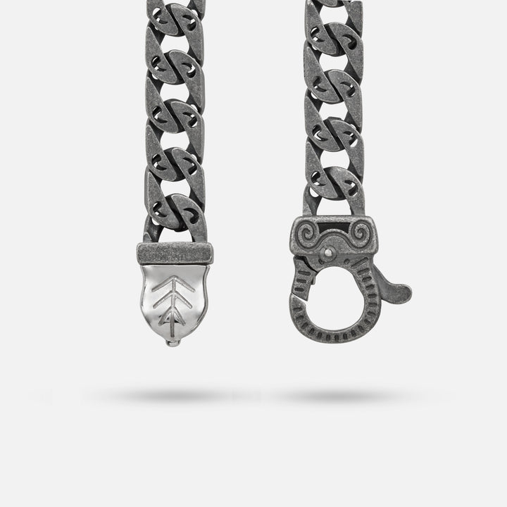 Detail of Molten Loop Bracelet in Polished Silver, Oxidized Silver, Tsavorite - Back