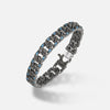 Front of Molten Loop Wide Bracelet in Polished Silver, Oxidized Silver, Blue Sapphire - Top