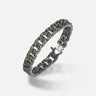Front of Molten Loop Wide Bracelet in Polished Silver, Oxidized Silver, Tsavorite - Top