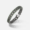 Front of Molten Loop Wide Bracelet in Polished Silver, Oxidized Silver, Tsavorite - Top