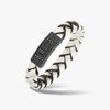 Gladiator oxidized silver bracelet with black diamonds and silver leather for sleek elegance - Marco Dal Maso