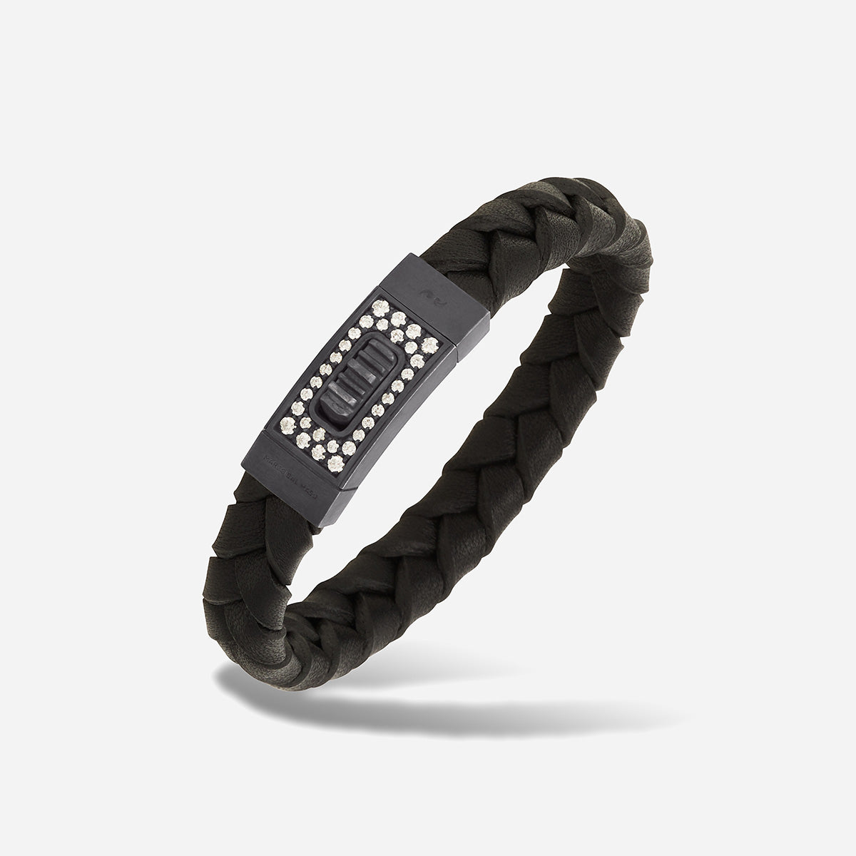Gladiator Oxidized Silver Bracelet with Black Diamonds and Green