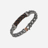 FLAMING TONGUE ID Bracelet, Orange Sapphires, Brown Leather