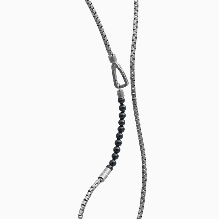 ULYSSES Mini Onyx Beads Chain Necklace-Side View