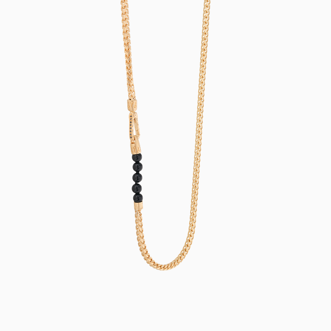 ULYSSES 18K Vermeil Faceted Onyx Beads Chain Necklace