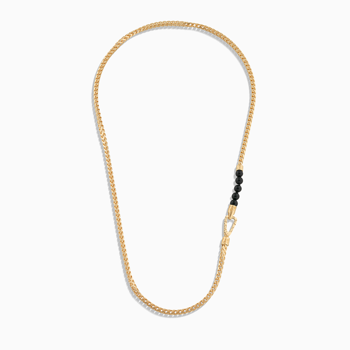 ULYSSES 18K Vermeil Faceted Onyx Beads Chain Necklace