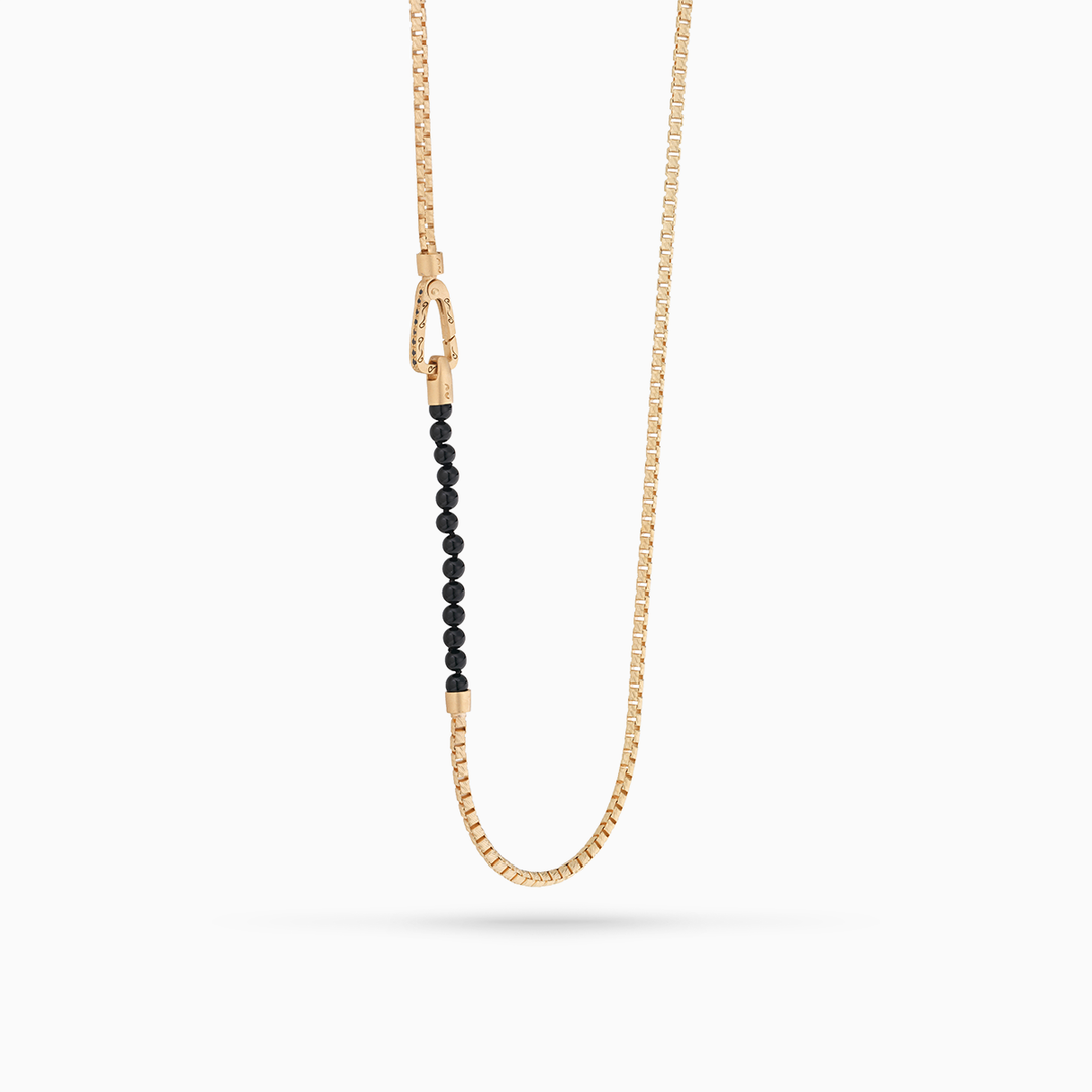 ULYSSES 18K Vermeil Mini Onyx Beads Chain Necklace-Straight View