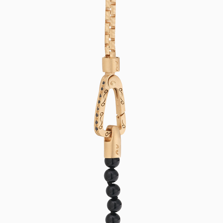 ULYSSES 18K Vermeil Mini Onyx Beads Chain Necklace-Top View