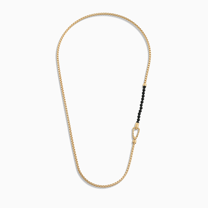 ULYSSES 18K Vermeil Mini Onyx Beads Chain Necklace-Standard View