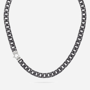 FLAMING TONGUE 9MM Necklace with Black Diamonds, Oxidized Silver, Black Diamonds
