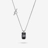 Necklace with a rectangular pendant on a white background