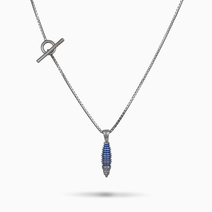 ACIES Cocoon Pendant with Blue Sapphires and Blue Enamel