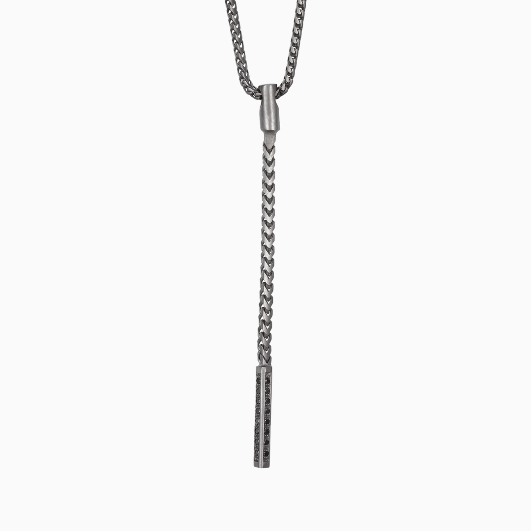 ULYSSES Dipped Black Matte Pendant with Black Diamonds-Straight View