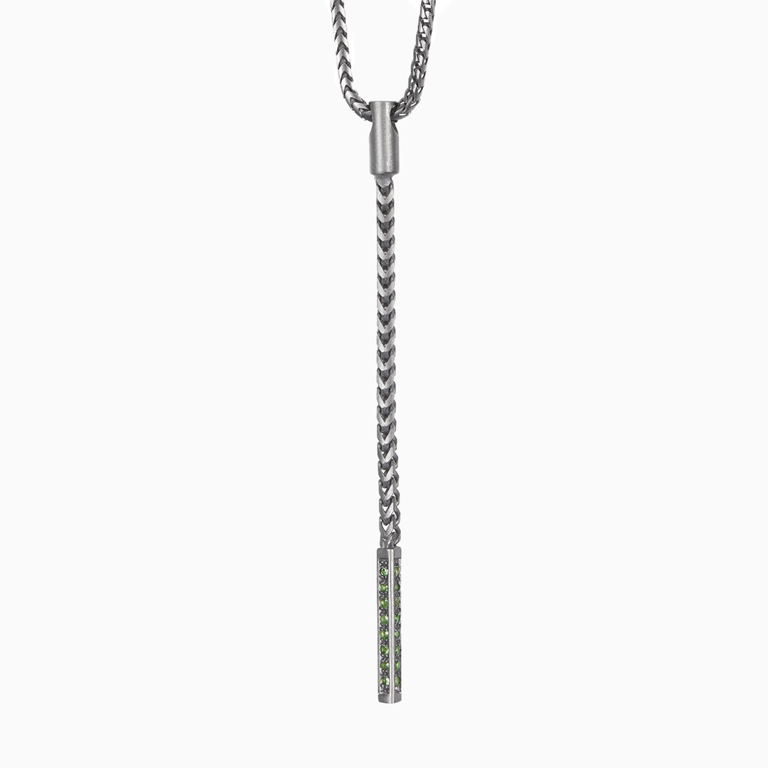 ULYSSES Dipped Black Matte Pendant with Tsavorite-Straight View