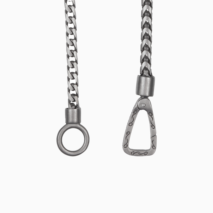 ULYSSES ID Necklace with Black Diamonds in Oxidized Silver-Top View