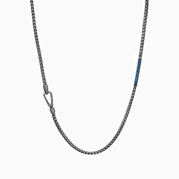 ULYSSES ID Necklace with Blue Sapphires in Oxidized Silver-Standard View