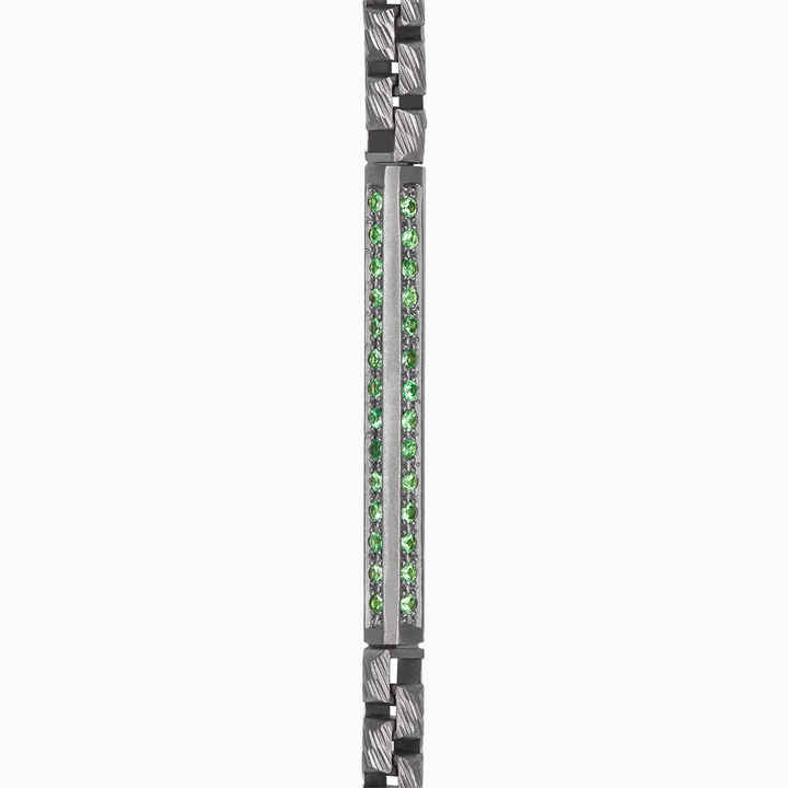 ULYSSES Thick ID Necklace with Tsavorite in Oxidized Silver-Standard View