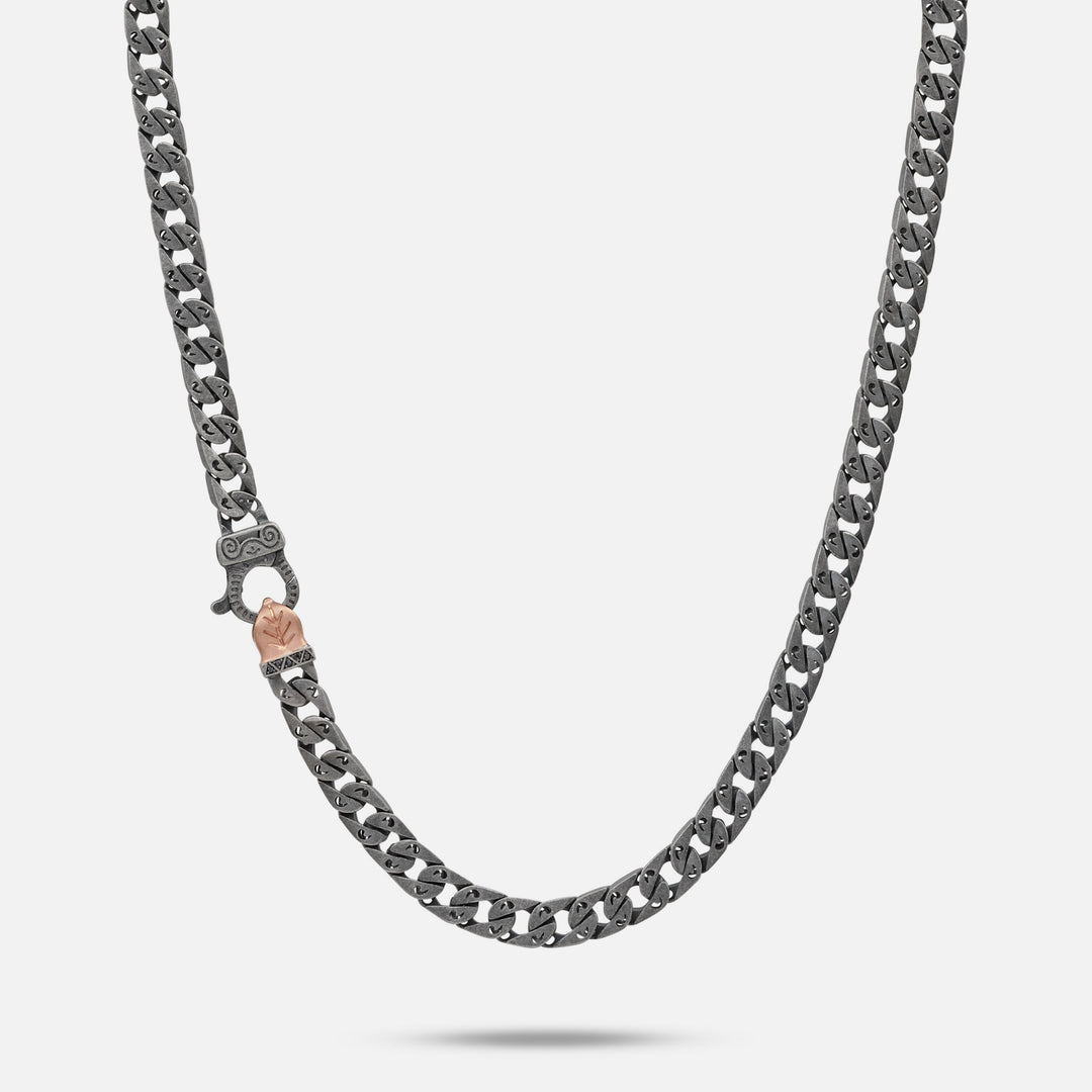 FLAMING TONGUE 6MM Necklace with Black Diamonds and Rose Gold Vermeil