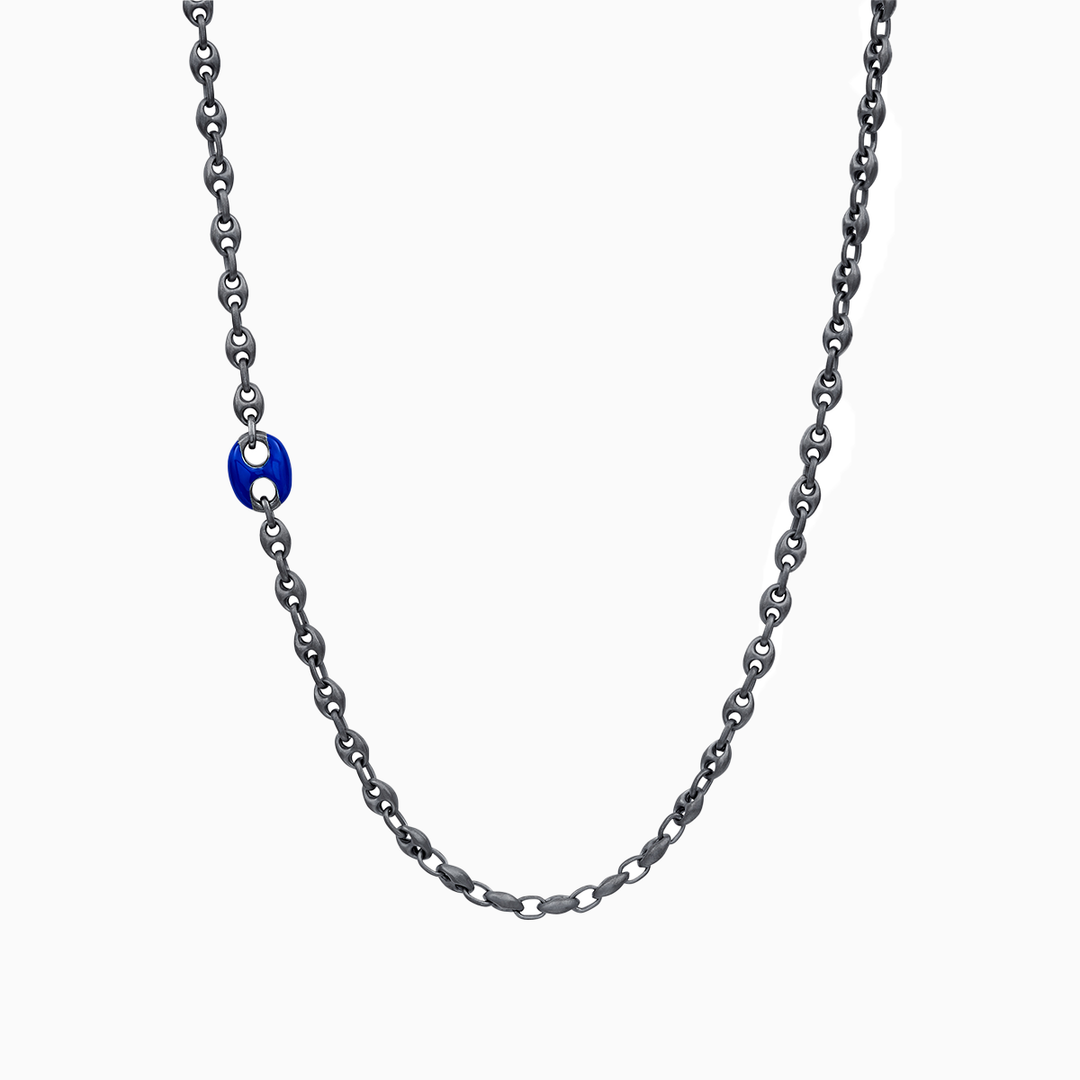 ULYSSES Enamaled Single Marine Chain With Blue Enamel