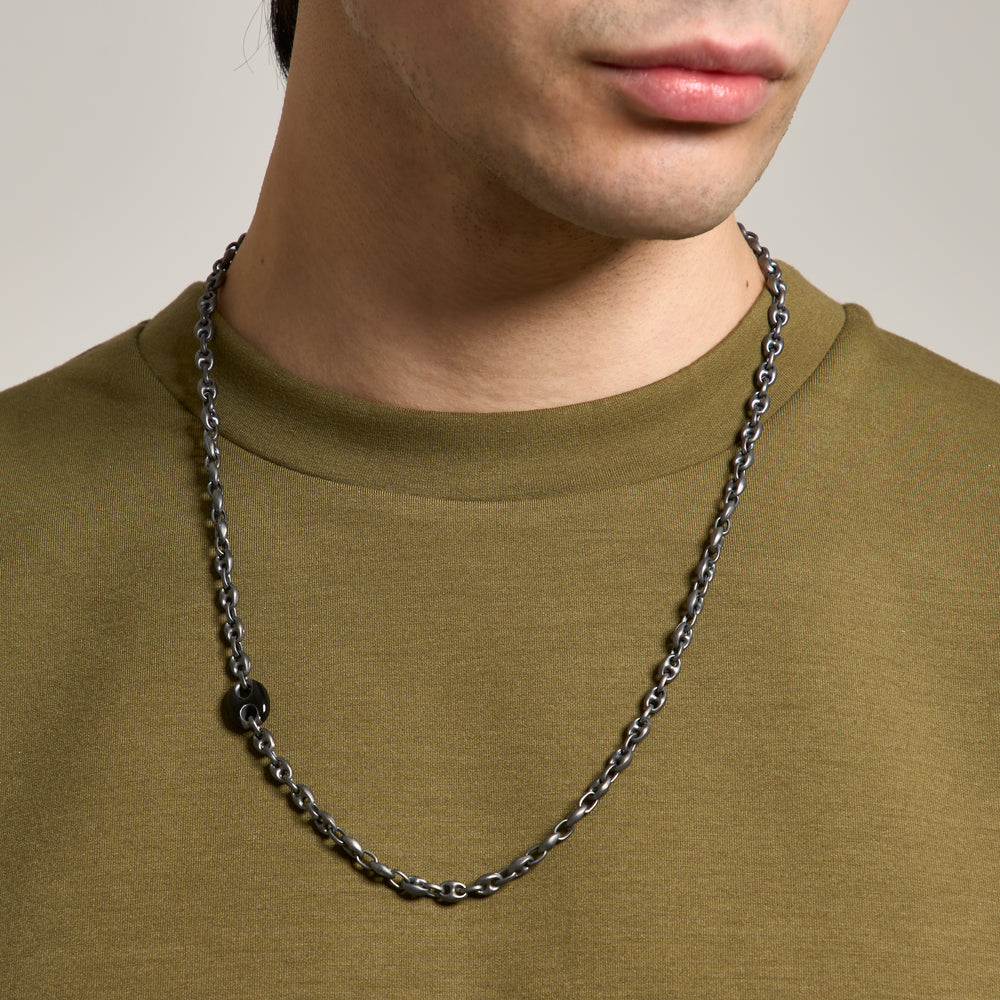 ULYSSES Enamaled Single Marine Chain With Black Enamel