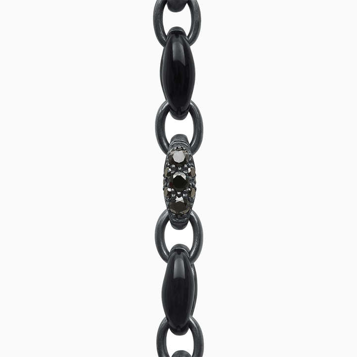 ULYSSES Diamonds Marine Necklace with Black Diamonds and Black Enamel in Oxidized Silver-Straight View1