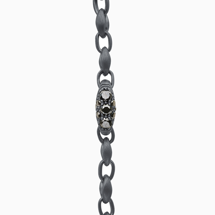 ULYSSES Diamonds Single Marine Chain in Oxidized Silver with Black Diamonds-Top view