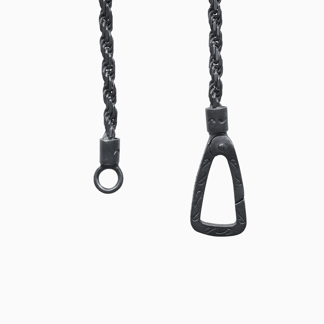 ULYSSES Oxidized Silver Rope Chain Necklace-Straight View