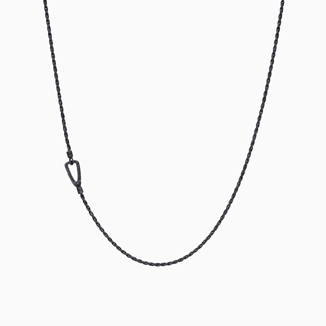 ULYSSES Oxidized Silver Rope Chain Necklace-Standard View