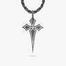 THE CROSS Oxidized Gothic Pendant, Oxidized Silver, Ivory Enamel-Standard View